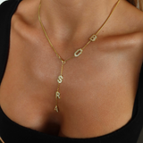 925 Gümüş | Taşlı Y Zincir İsim Kolye