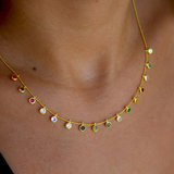 925 Gümüş | Çok Renkli Taş Charm Kolye