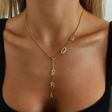 925 Gümüş | Taşlı Y Zincir İsim Kolye