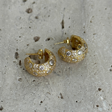 925 Gümüş | Ful Taşlı Dolgun Küpe