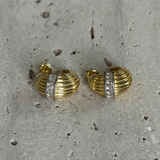 925 Gümüş | Çizgili Taşlı Bombeli Küpe