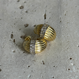 925 Gümüş | Çizgili Taşlı Bombeli Küpe