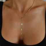 925 Gümüş | Taş Detaylı Y Zincir İsim Kolye