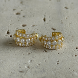 925 Gümüş | 3 Sıra Taşlı Küpe