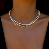 925 Gümüş | Üç Katmanlı İnci-Zincir Kombin Kolye