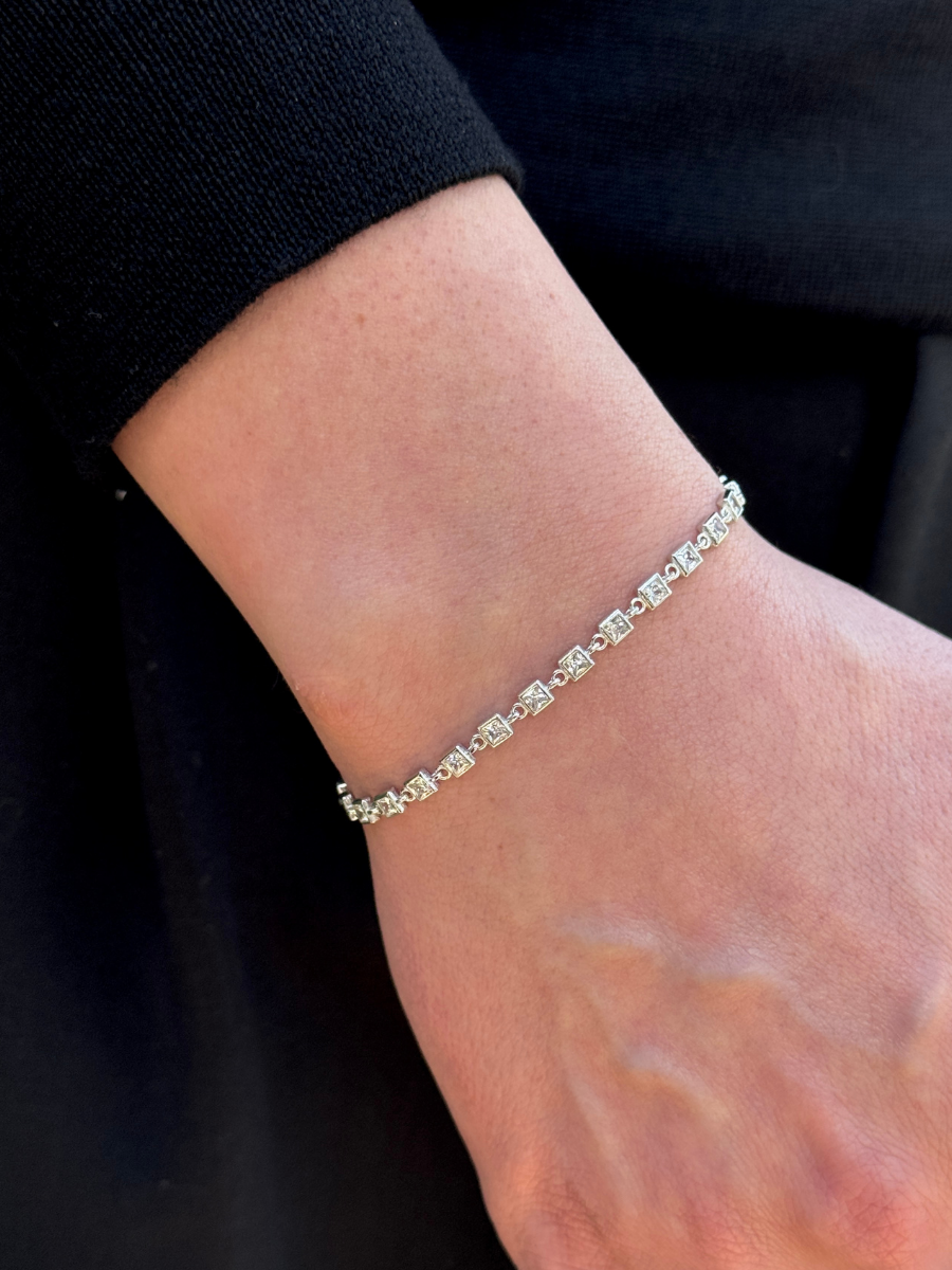 925 Gümüş | Mina Kare Taşlı Bileklik