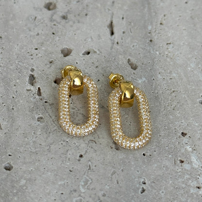 925 Gümüş | Taşlı Oval Küpe