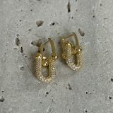 925 Gümüş | Yarısı Taşlı Kilit Küpe