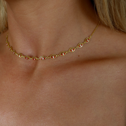 925 Gümüş | Kırmızı Göz Figürlü Choker