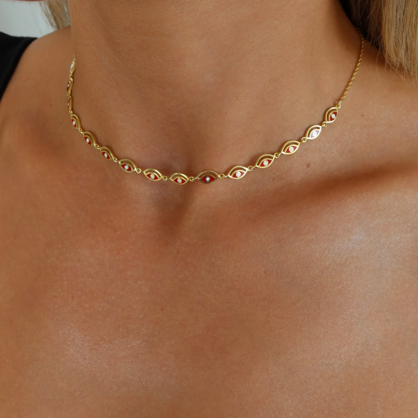925 Gümüş | Kırmızı Göz Figürlü Choker