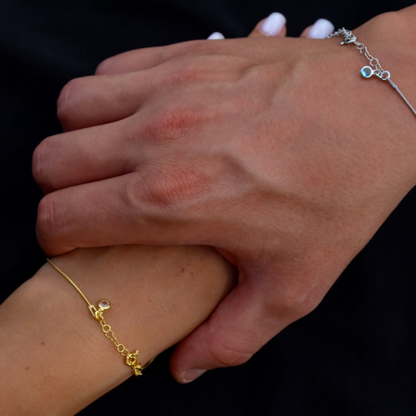 925 Gümüş | Doğum Ayı Taşlı İtalyan Bileklik(Tekli)