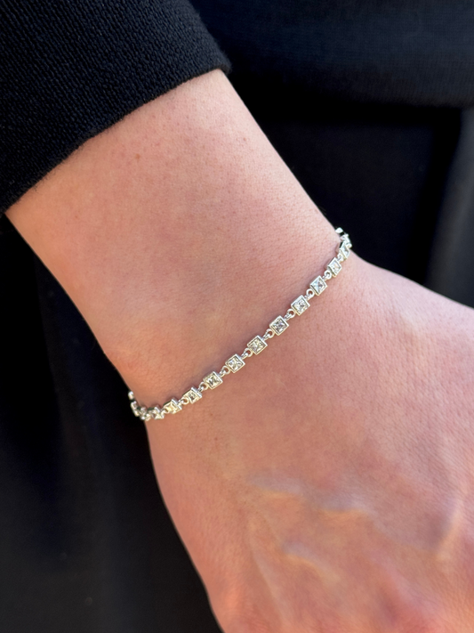 925 Gümüş | Mina Kare Taşlı Bileklik