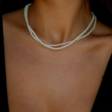 925 Gümüş | Üç Katmanlı İnci-Zincir Kombin Kolye