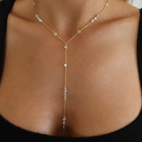 925 Gümüş | Taşlı Y Zincir Kolye