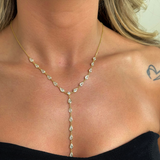 925 Gümüş | Damla Taşlı Y Zincir Kolye