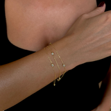 925 Gümüş | 3 Zincirli Yuvarlak Taşlı Bileklik