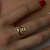 925 Gümüş | Taşlı Harf Yüzük