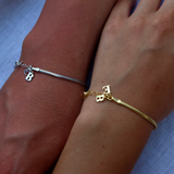 925 Gümüş | Harfli İtalyan Yassı Bileklik(Tekli)