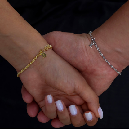 925 Gümüş | Harfli Halat Zincir Bileklik(Tekli)