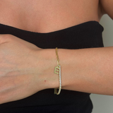 925 Gümüş | Harfli Ataç Su Yolu Bileklik