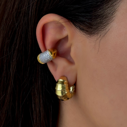 925 Gümüş | Ortası Taşlı Serenay Ear Cuff