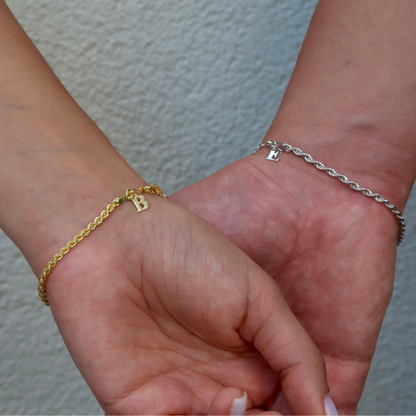 925 Gümüş | Harfli Halat Zincir Bileklik(Tekli)