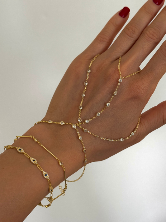 925 Gümüş | 3 Zincirli Yuvarlak Taşlı Şahmeran