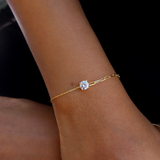 925 Gümüş | Ataç Zincirli Tektaş Bileklik