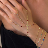 925 Gümüş | 3 Zincirli Renkli Yuvarlak Taşlı Şahmeran