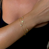 925 Gümüş | 3 Zincirli Taşlı Yonca Bileklik