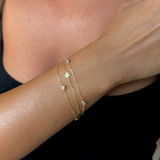 925 Gümüş | 3 Zincirli Taşlı Yonca Bileklik