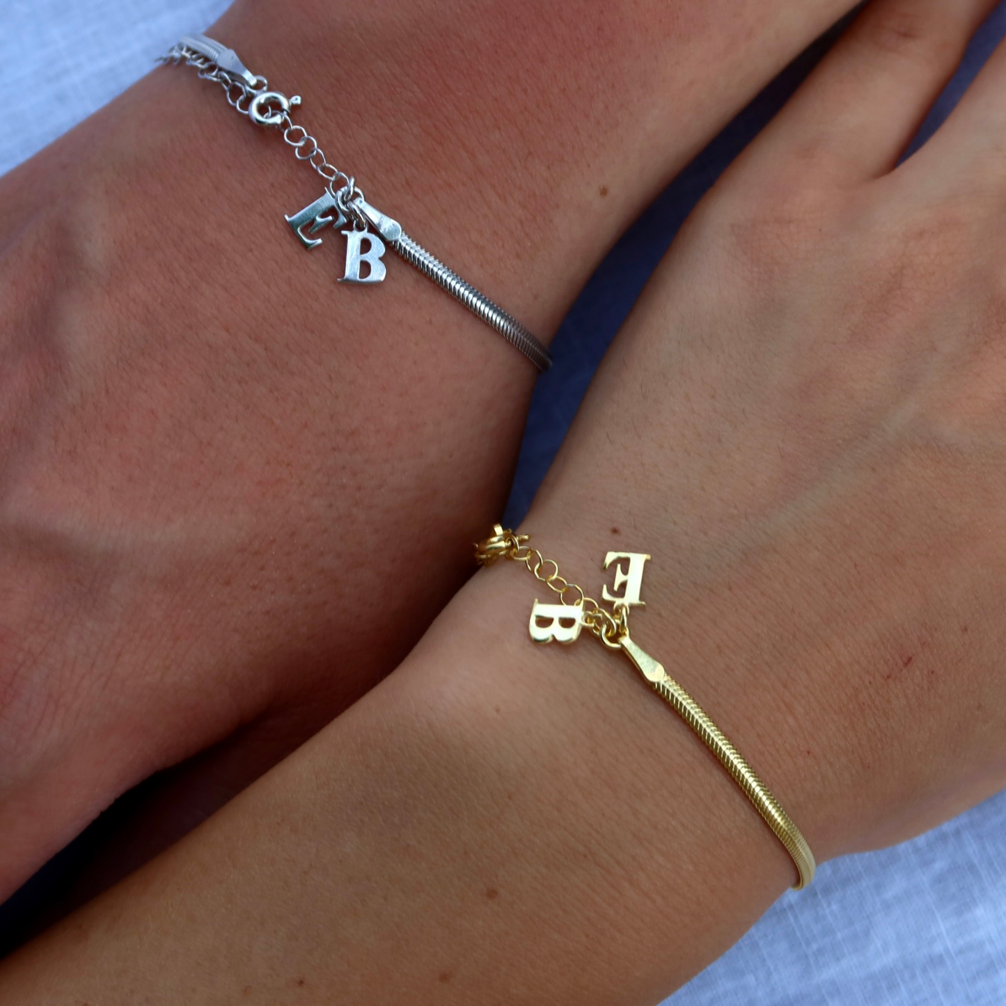 925 Gümüş | Harfli İtalyan Yassı Bileklik(Tekli)
