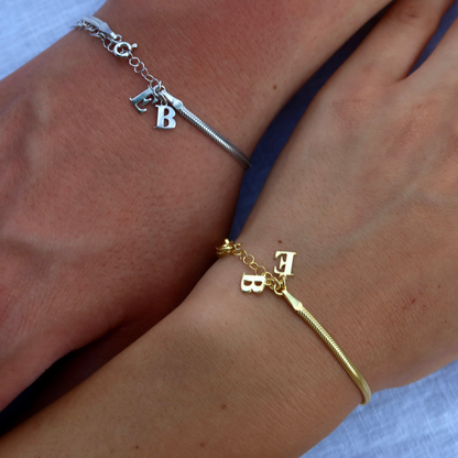 925 Gümüş | Harfli İtalyan Yassı Bileklik(Tekli)