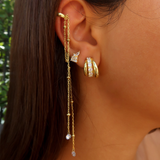 925 Gümüş | Zincir Detaylı Taşlı Ear Cuff