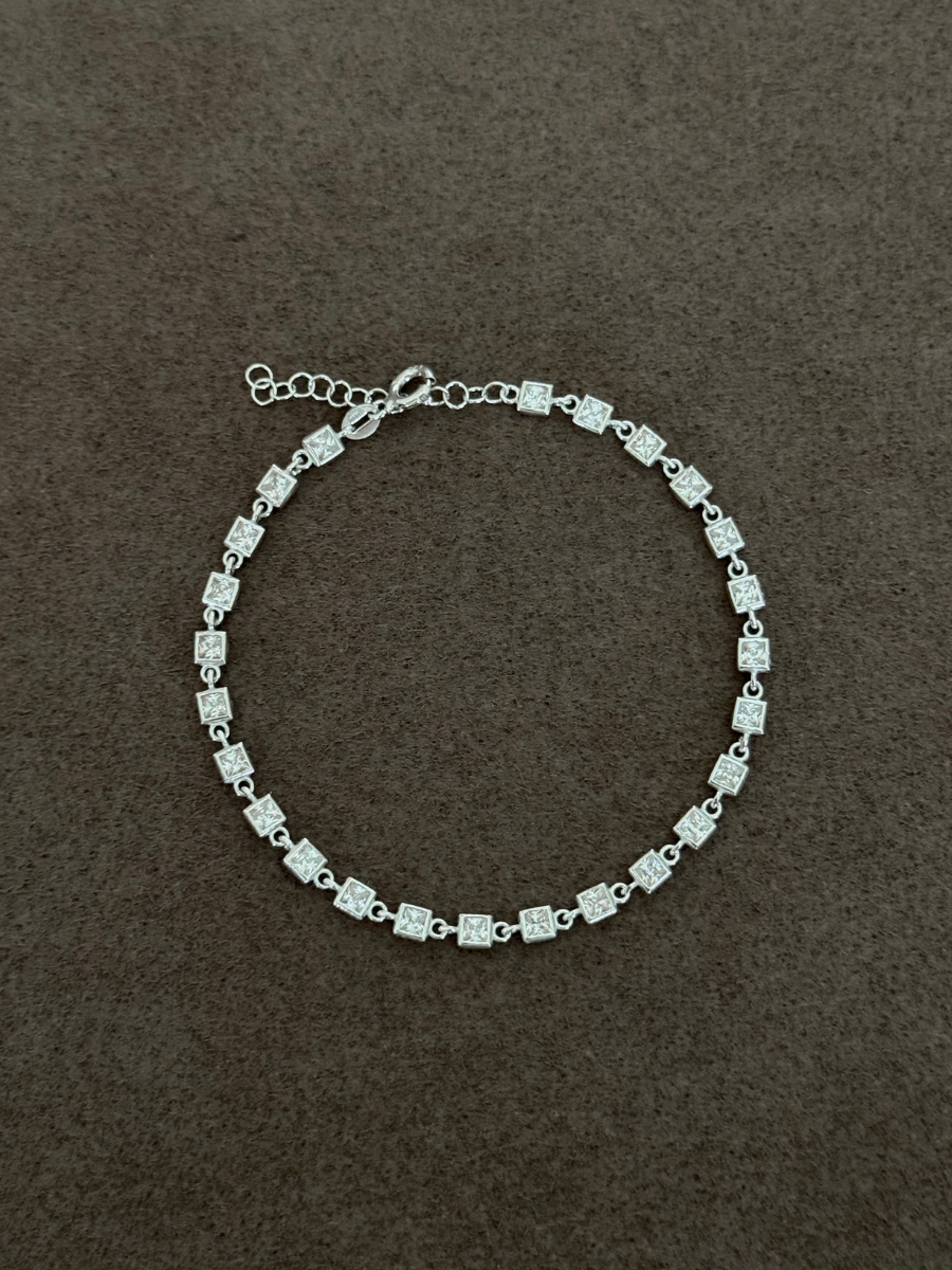 925 Gümüş | Mina Kare Taşlı Bileklik