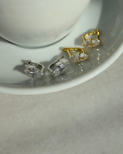 925 Gümüş | Markiz Taşlı Kilit Küpe