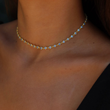 925 Gümüş | Akuamarin Taşlı Kalp Choker Kolye