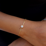 925 Gümüş | Ataç Zincirli Tektaş Bileklik