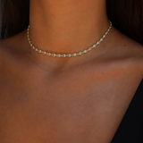 925 Gümüş | Akuamarin Taşlı Kalp Choker Kolye