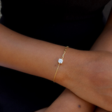 925 Gümüş | Ataç Zincirli Tektaş Bileklik