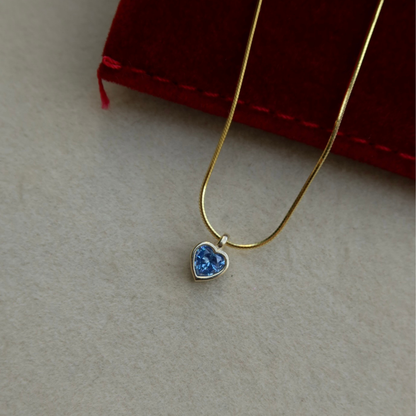 925 Gümüş | Mini Kalpli Doğum Ayı Taşlı Kolye