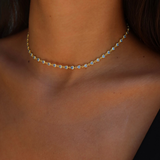 925 Gümüş | Akuamarin Taşlı Kalp Choker Kolye