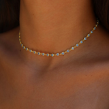 925 Gümüş | Akuamarin Taşlı Kalp Choker Kolye