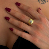 925 Gümüş | Katmanlı Kare Taşlı Yüzük