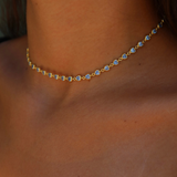 925 Gümüş | Akuamarin Taşlı Kalp Choker Kolye