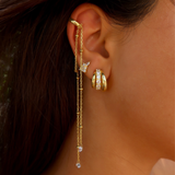 925 Gümüş | Zincir Detaylı Taşlı Ear Cuff