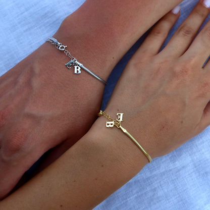 925 Gümüş | Harfli İtalyan Yassı Bileklik(Tekli)