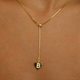 925 Gümüş | Ayarlanabilir Asansör Zincirli Kalpli Harf Kolye