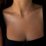 925 Gümüş | Kırmızı Mineli İnce Kolye