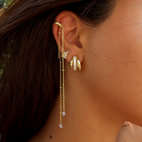 925 Gümüş | Zincir Detaylı Taşlı Ear Cuff
